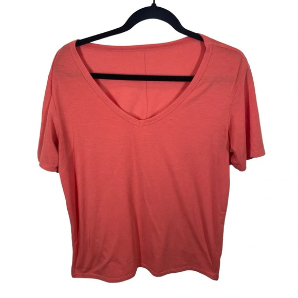 Alo deep v-neck tshirt orange slouchy activewear women’s XS oversize - Picture 1 of 7